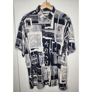 VTG Robert Stock Shirt Mens Large Abstract‎ All Over AOP Button Up Short Sleeve